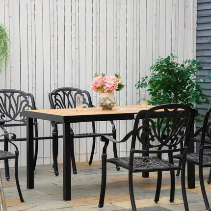 Outdoor dining table for 6 - easy-care aluminium, 140x90x74 cm