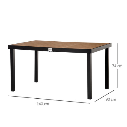 Outdoor dining table for 6 - easy-care aluminium, 140x90x74 cm