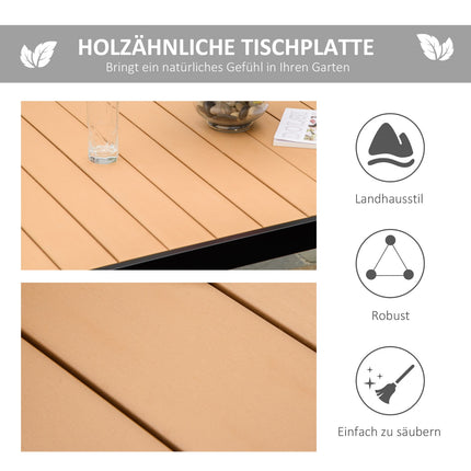 Outdoor dining table for 6 - easy-care aluminium, 140x90x74 cm