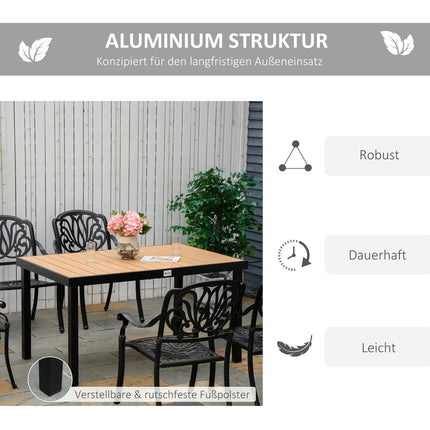 Outdoor dining table for 6 - easy-care aluminium, 140x90x74 cm