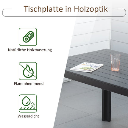 Garden table in black aluminum - weatherproof and durable
