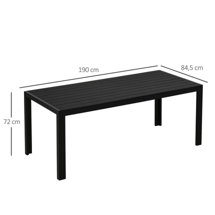 Garden table in black aluminum - weatherproof and durable