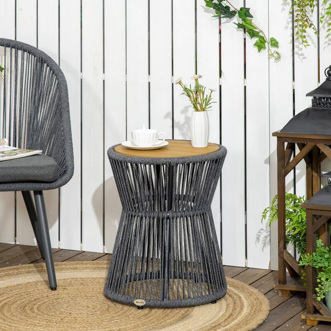 Patio bistro table, dark gray & natural, adjustable feet