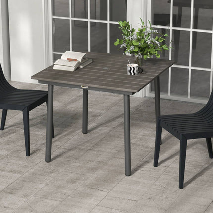 Patio dining table for 4, HDPE ribbed, dark grey, 90x90x75 cm