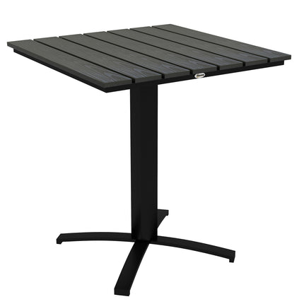 Square balcony dining table, wood look, aluminum grey