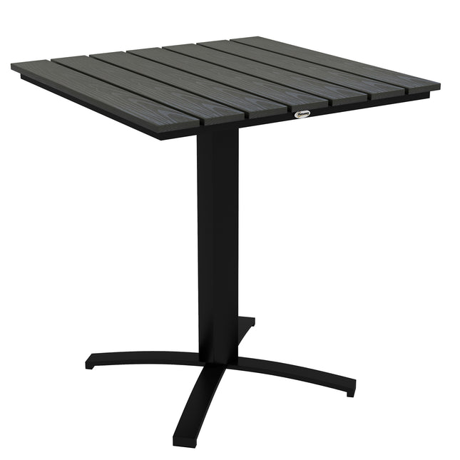 Square balcony dining table, wood look, aluminum grey