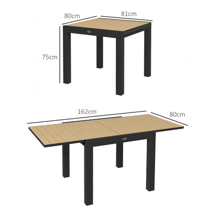 Expandable patio dining table for 6, aluminum, yellow