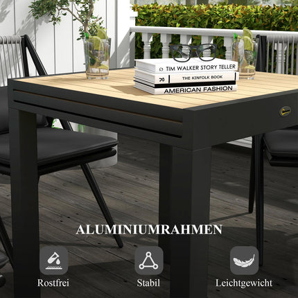 Expandable patio dining table for 6, aluminum, yellow