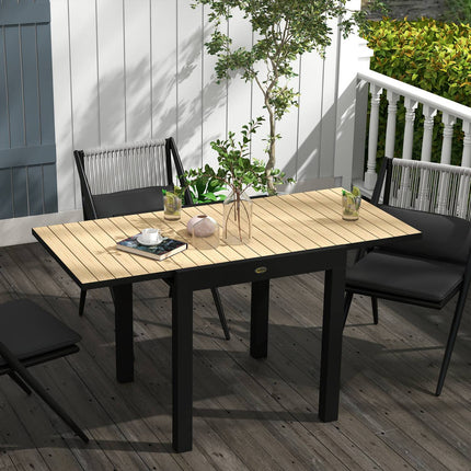 Expandable patio dining table for 6, aluminum, yellow