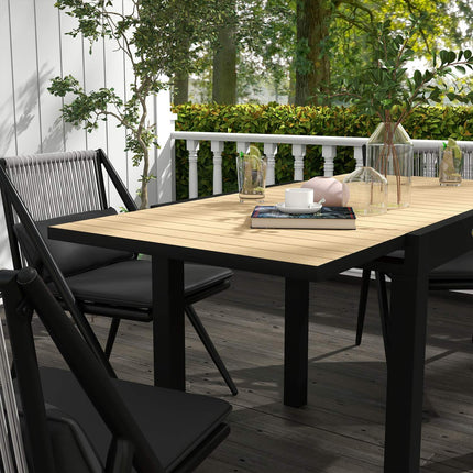 Expandable patio dining table for 6, aluminum, yellow
