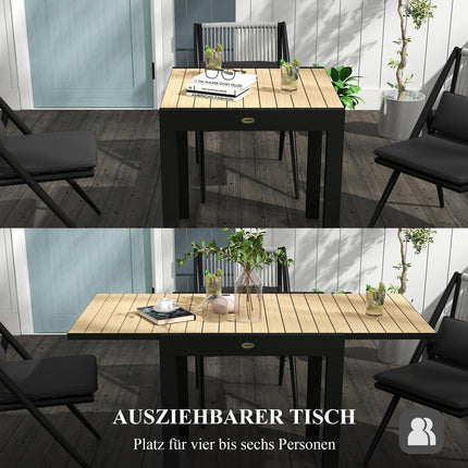 Expandable patio dining table for 6, aluminum, yellow