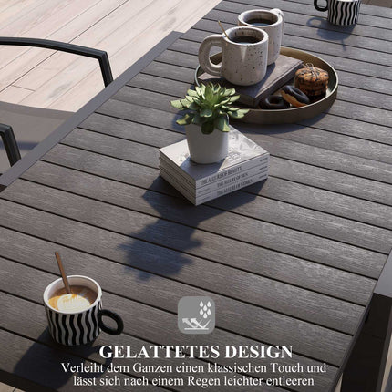 Extendable aluminum garden dining table for 6 - Grey