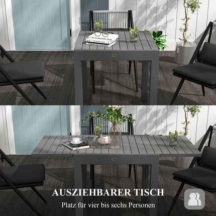 Extendable aluminum garden dining table for 6 - Grey