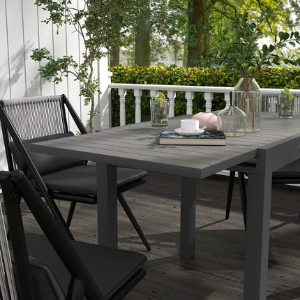 Extendable aluminum garden dining table for 6 - Grey