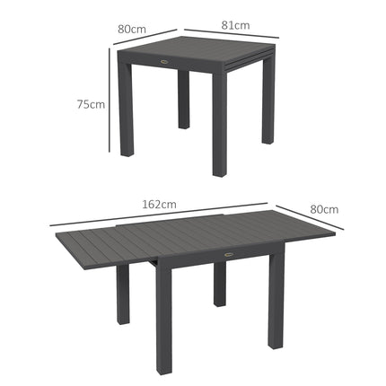 Extendable aluminum garden dining table for 6 - Grey