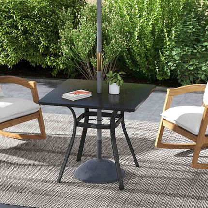 Square Garden Dining Table, Steel, 4-Seater, Black, 80x80 cm