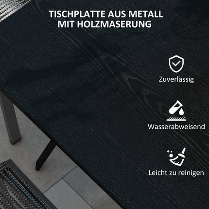Square Garden Dining Table, Steel, 4-Seater, Black, 80x80 cm