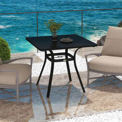 Square Garden Dining Table, Steel, 4-Seater, Black, 80x80 cm