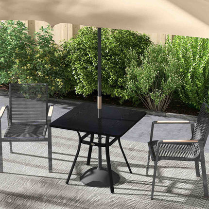 Square Garden Dining Table, Steel, 4-Seater, Black, 80x80 cm