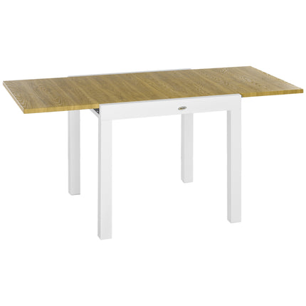 Extendable patio dining table, wood look, fits 6, white