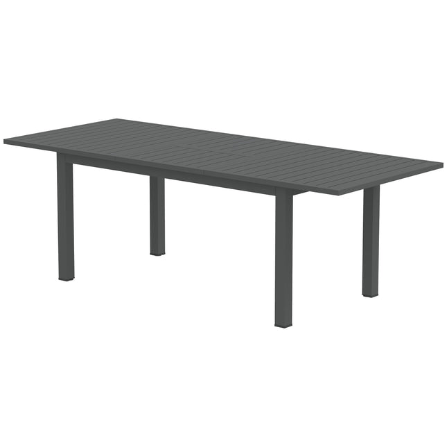 Tuintafel Verlengd Aluminium 160/220x90 cm Weerbestendige Balkontafel, Antislip Buffettafel Campingtafel voor 6-8 Personen, Buiteneettafel voor Tuin, Patio Balkon Grijs Aosom