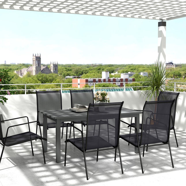 Tuintafel Verlengd Aluminium 160/220x90 cm Weerbestendige Balkontafel, Antislip Buffettafel Campingtafel voor 6-8 Personen, Buiteneettafel voor Tuin, Patio Balkon Grijs Aosom