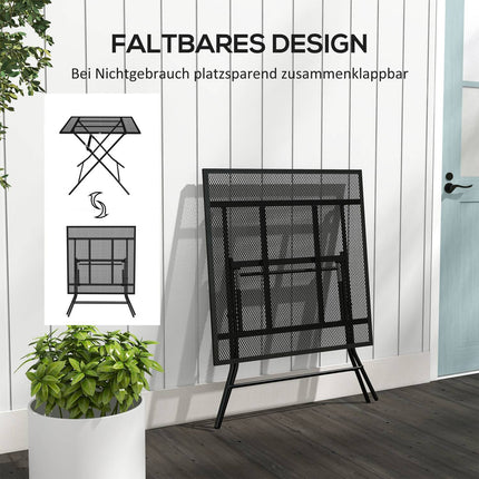 Folding steel garden table, square, 70 kg load, black