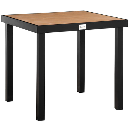 Tuintafel Voor 4 Personen, Eettafel, Aluminium Tafel, Tuinmeubelen, Loungemeubel, Onderhoudsvriendelijk Kunststof, Naturel + Zwart, 80 X 80 X 74 Cm