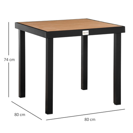 Tuintafel Voor 4 Personen, Eettafel, Aluminium Tafel, Tuinmeubelen, Loungemeubel, Onderhoudsvriendelijk Kunststof, Naturel + Zwart, 80 X 80 X 74 Cm