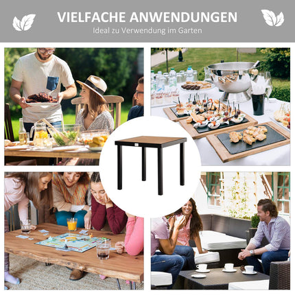 Tuintafel Voor 4 Personen, Eettafel, Aluminium Tafel, Tuinmeubelen, Loungemeubel, Onderhoudsvriendelijk Kunststof, Naturel + Zwart, 80 X 80 X 74 Cm