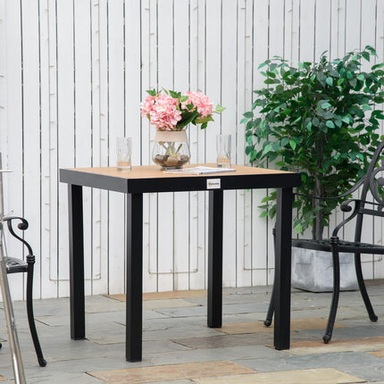 Tuintafel Voor 4 Personen, Eettafel, Aluminium Tafel, Tuinmeubelen, Loungemeubel, Onderhoudsvriendelijk Kunststof, Naturel + Zwart, 80 X 80 X 74 Cm