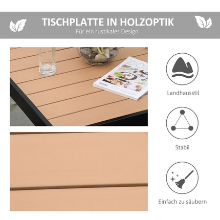 Tuintafel Voor 4 Personen, Eettafel, Aluminium Tafel, Tuinmeubelen, Loungemeubel, Onderhoudsvriendelijk Kunststof, Naturel + Zwart, 80 X 80 X 74 Cm