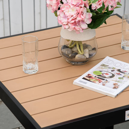 Tuintafel Voor 4 Personen, Eettafel, Aluminium Tafel, Tuinmeubelen, Loungemeubel, Onderhoudsvriendelijk Kunststof, Naturel + Zwart, 80 X 80 X 74 Cm