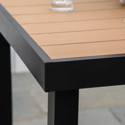 Tuintafel Voor 4 Personen, Eettafel, Aluminium Tafel, Tuinmeubelen, Loungemeubel, Onderhoudsvriendelijk Kunststof, Naturel + Zwart, 80 X 80 X 74 Cm