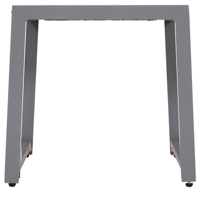 Garden side table, tempered glass, poly rattan & aluminium