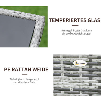 Outdoor dining table, Glass top, Polyrattan, 150x85x74 cm