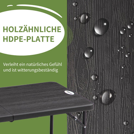 Height adjustable folding garden table - Steel frame, 4 seats