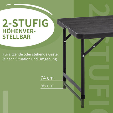 Height adjustable folding garden table - Steel frame, 4 seats