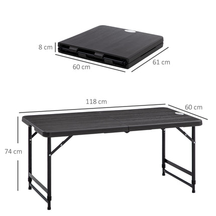 Height adjustable folding garden table - Steel frame, 4 seats