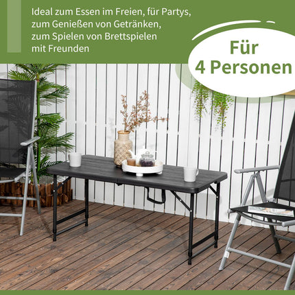 Height adjustable folding garden table - Steel frame, 4 seats