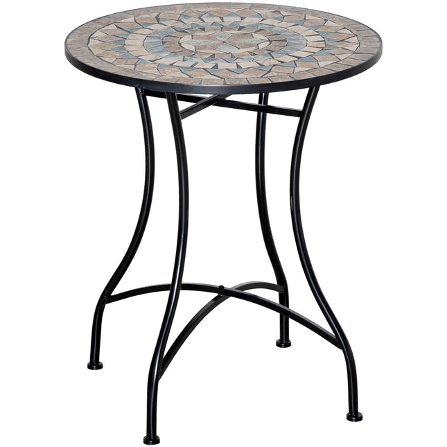 Round garden table in mosaic - Ceramic, metal Ø60cm