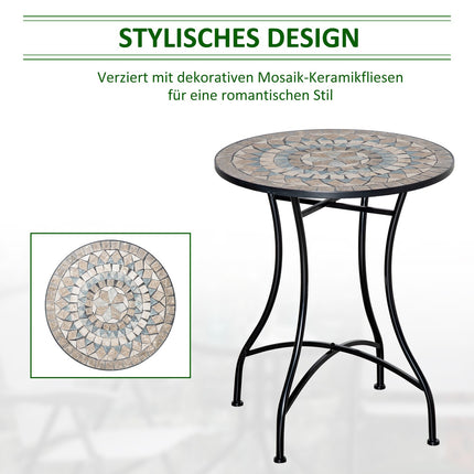 Round garden table in mosaic - Ceramic, metal Ø60cm