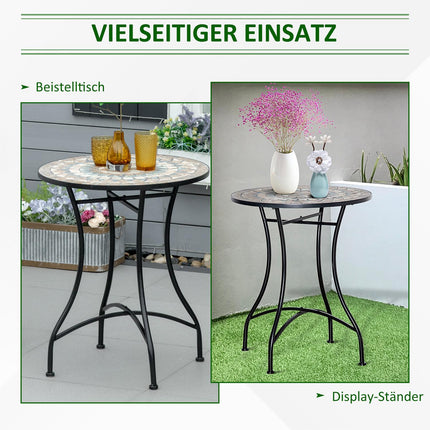 Round garden table in mosaic - Ceramic, metal Ø60cm