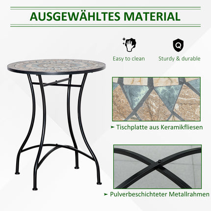 Round garden table in mosaic - Ceramic, metal Ø60cm