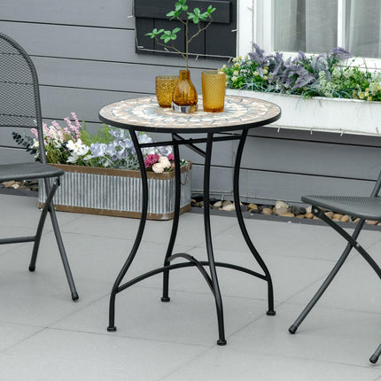 Round garden table in mosaic - Ceramic, metal Ø60cm