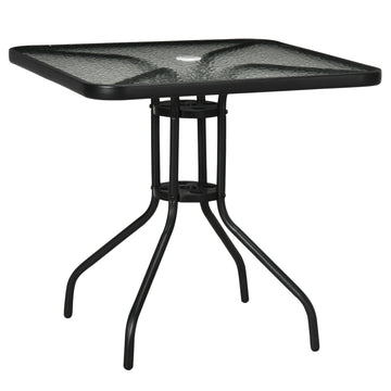 Square metal garden table, 76x76 cm, weatherproof, black