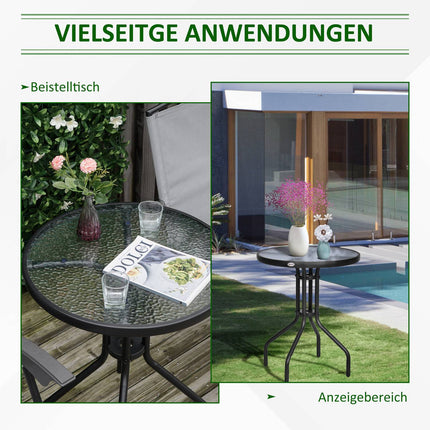 Round Garden Table in Metal & Glass - Ø60 X H70 cm