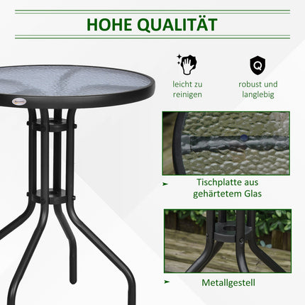 Round Garden Table in Metal & Glass - Ø60 X H70 cm