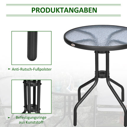 Round Garden Table in Metal & Glass - Ø60 X H70 cm