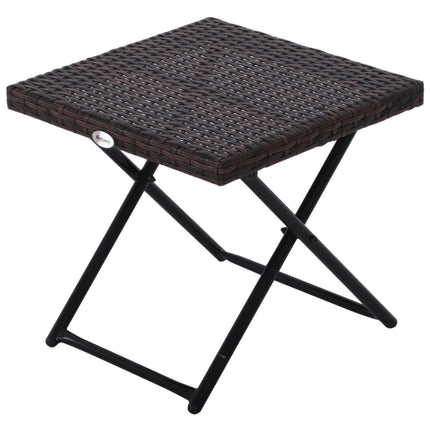 Folding garden table in poly rattan - Brown, 40x40x40 cm